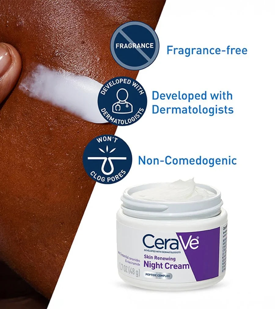 CeraVe Skin Renewing Night Cream – Peptide & Ceramide Moisturizer