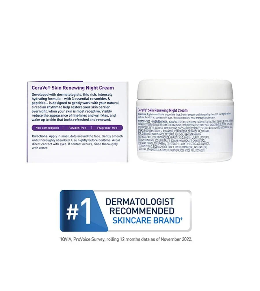 CeraVe Skin Renewing Night Cream – Peptide & Ceramide Moisturizer