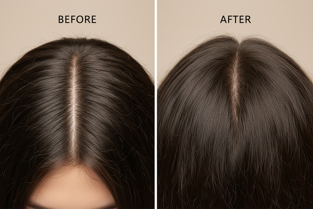 Before/After — Thinning vs. Fuller-Looking Hair