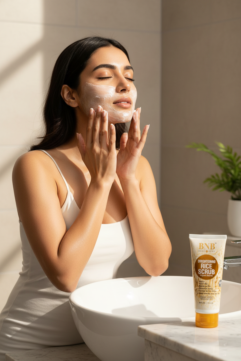 BNB Rice Face Wash – In-Use Shot