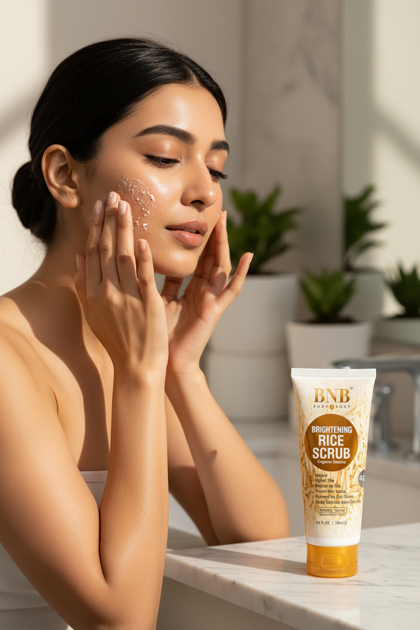 BNB Rice Scrub – In-Use Shot