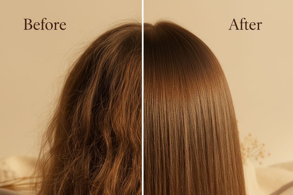 Havelyn Hair Serum – Before/After Shine & Smoothness