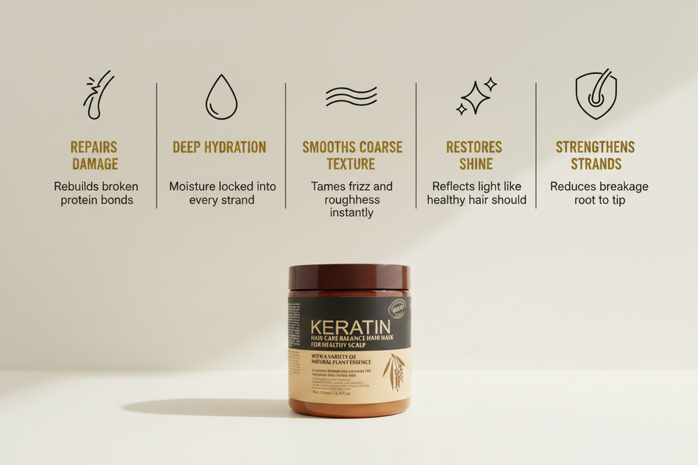 Keratin Hair Mask Benefits Infographic
