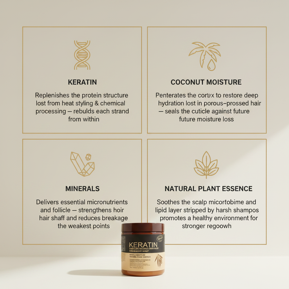 Keratin Hair Mask Key Ingredients Infographic