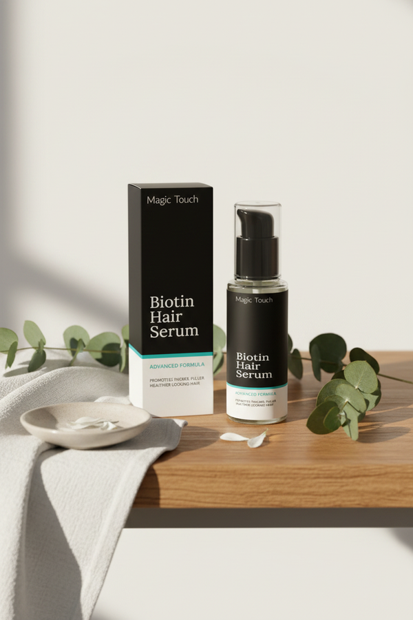 Magic Touch Biotin Hair Serum Lifestyle Flat Lay