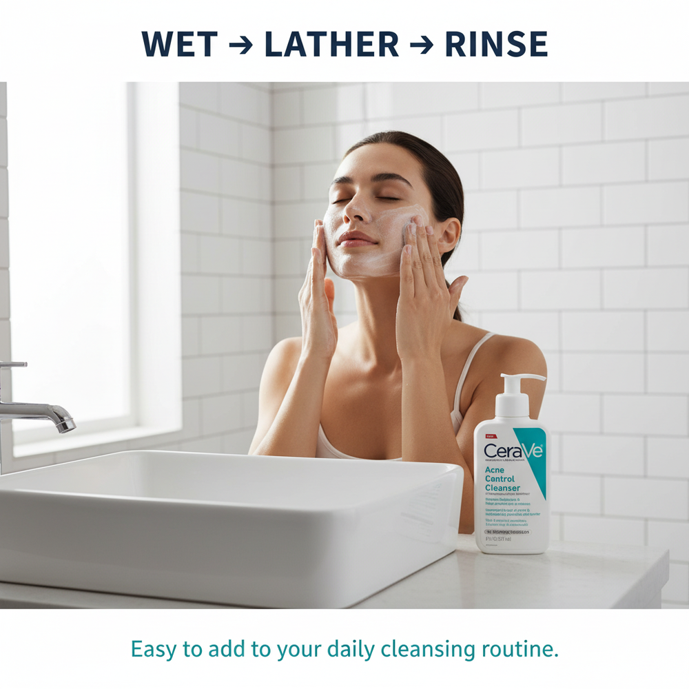 WET → LATHER → RINSE – CeraVe Usage Image